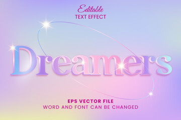 dreamers hologram 3d text effect vector