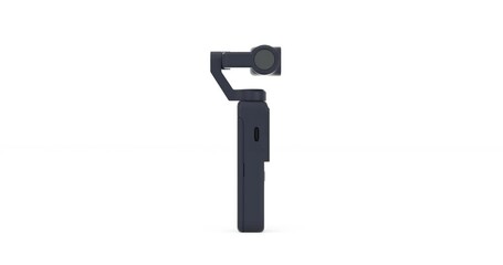 Leinwandbilder - 4k Resolution Video: Pocket Handheld Gimbal Action Camera Mockup Jumping on a white background with Alpha Matte