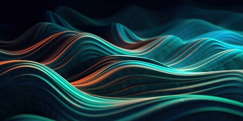 Wall Mural - Blue flowing background, generative ai