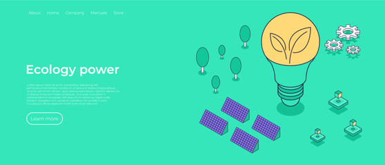 Smart Grid Technology with Renewable Energy. Solar Panels. Sustainability and Eco Energy. Flat Isometric Vector Illustration.