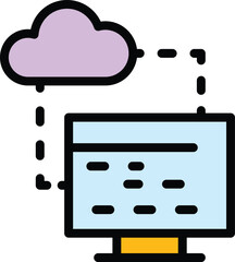 Wall Mural - api data cloud icon. outline api data cloud vector icon for web design isolated on white background 