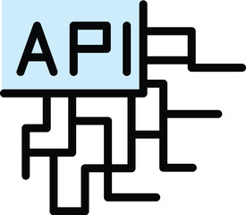 Wall Mural - api digital network icon. outline api digital network vector icon for web design isolated on white b