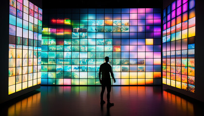 Ai generated illustration of lcd screens is use for exbibition, gaming, advertising and others