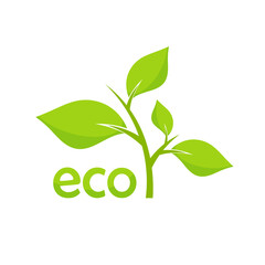 Sticker - Eco green plant icon illustration
