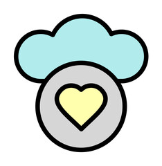 Wall Mural - Cloud, heart icon. Simple color with outline elements of internet storage icons for ui and ux, website or mobile application