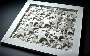 Wall Mural - Frame with silver stars. Generative AI technology.