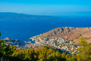 Sticker - Panorama view of Hydra town in Greece