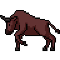 Sticker - pixel art strong bull brown