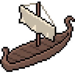 Canvas Print - pixel art old wood boat