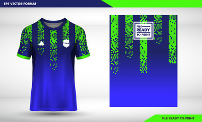 Wall Mural - green pixel square art background Soccer jersey pattern design.Sublimation t shirt. Football soccer kit. Basketball jersey. Futsal, badminton, Running jersey 