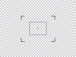 Poster - Logo Template with camera target icon. Photo camera viewfinder screen. Isolated vector illustration