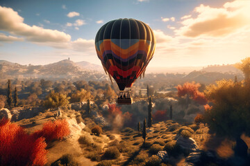 Wall Mural - A scenic hot air balloon ride with champagne and panoramic views
