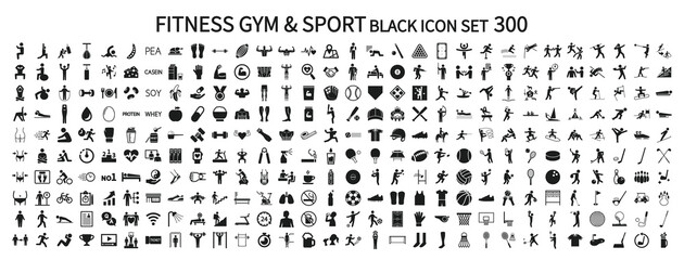 Icon set related to fitness gyms and sports