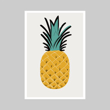 Pineapple. Vector Illustration In Flat Style On White Background.