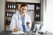 © SOMKID - Doctor woman and stethoscope with medicine pills on desk. healthcare and medical concepts.