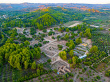 Fototapeta Na drzwi - Sunset panorama view of Archaeological Site of Olympia in Greece