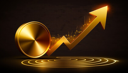 Wall Mural - A stunning abstract background of growing stock charts and piles of gold coins - ai generated.