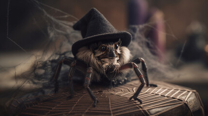 Sticker - spider dressed as a witch Generative AI