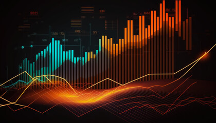 Wall Mural - An eye-catching graph illustrating the global growth of a successful forex trading company - ai generated.