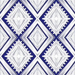 Wall Mural - Ikat geometric folklore ornament, Tribal ethnic texture. Seamless striped pattern in Aztec style, Figure tribal embroidery, Scandinavian, Ikat pattern