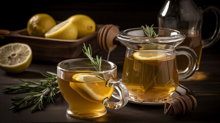 Poster - Rosemary tea with honey and lemon Generative AI