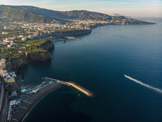 Wall Mural - Amazing summer view from flying drone of Meta, comune in the Metropolitan City of Naples, Campania region, Italy, Europe.