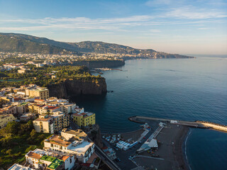 Wall Mural - Amazing summer view from flying drone of Meta, comune in the Metropolitan City of Naples, Campania region, Italy, Europe.