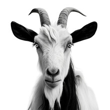 Black And White Studio Portrait Of A Goat. Generative AI. 