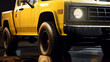 Closeup on front of generic and unbranded cars yellow 4x4 truck, generative ai illustration