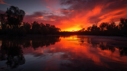 Sticker - A magnificent sunset with shades of orange and pink Generative AI