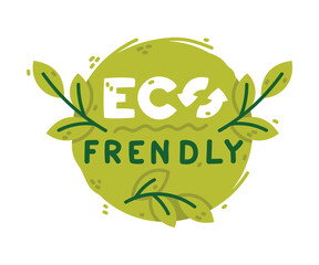 Sticker - Ecology Badge and Green Eco Label or Sticker Vector Template