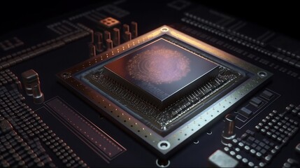 Fototapete - Cyber security abstract concept. Digital safety, computer protection technology. Generative ai