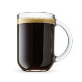 Coffee americano in a transparent glass mug isolated on white. Classic coffee beverage.