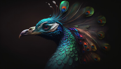 Naklejka na meble Peacock abstract wallpaper. Soft background with cute peafowl  bird in Pastel colors generative ai