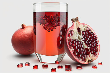 Wall Mural - pomegranate Juice isolated on the white background Generative Ai 