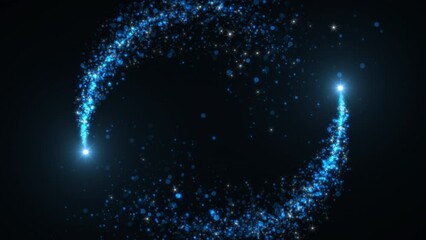 Wall Mural - bright flying sparks of particles, spinning in a circle, follow the flashing star. holiday christmas