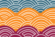 Waves in tropical colors and asian patterns, banner for Asian American and Pacific Islander Heritage Month (APAHM) in may