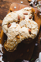 Sticker - Colomba, Italian Easter Dove Cake on Wooden Background