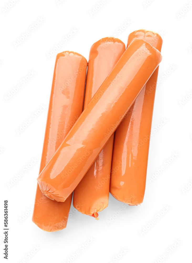 Tasty sausages isolated on white background