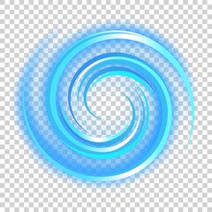 Wall Mural - Blue Spiral Light on white transparent pattern, PNG Ready, Vector Illustration