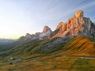 Wall Mural - Passo Giau, high alpine pass, popular travel destination in Dolomites, Italy, Europe