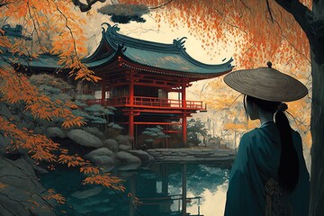 Wall Mural - An Artist’s Ode to Japan: Picturesque Beauty Perfectly Portrayed Generative AI