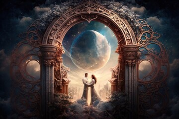 Wall Mural - Blissful Union of Heaven and Earth Generative AI