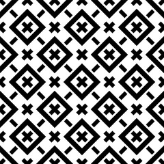 Wall Mural - Small black contour linear squares and rhombuses isolated on white background. Monochrome geometric seamless pattern. Vector simple flat graphic illustration. Texture.