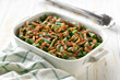 © Igor Dudchak - green bean casserole with crispy fried shallots onions on a white wooden table.