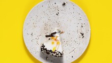 Delicious Cake On Plate. Stop Motion Video.