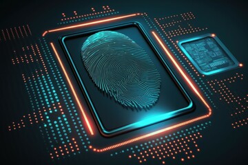 Digital biometri, security identify by fingerprint concept. Scanning system fingerprint. AI generated, human enhanced