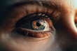 Close-up of woman's eyes gazing at the horizon. Vision and potential concept. AI Generative