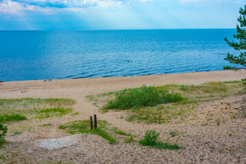 Sunny day at Saulkrasti white dune in Latvia