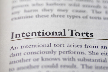 intentional tort printed in text on page as visual aid or business law reference